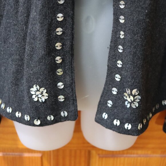 Susan Martin Dark Gray Black Mother of Pearl Button Swing Cardigan Medium - Picture 4 of 16